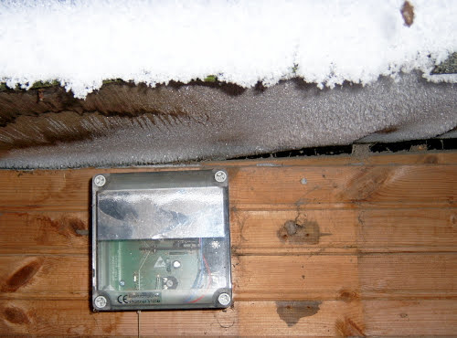 Ice forming on the chicken coop vents.
